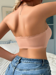 Front Closure Wireless Strapless Bra Pink