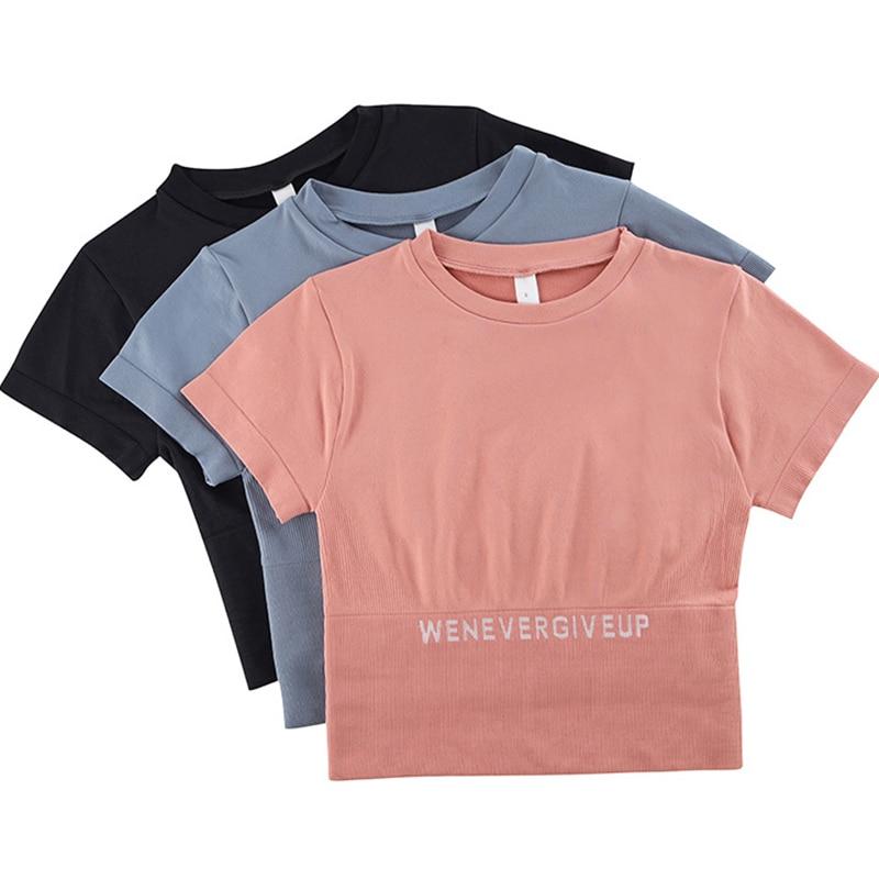 Breathable Short Sleeves Women's Yoga Fitness Crop Top