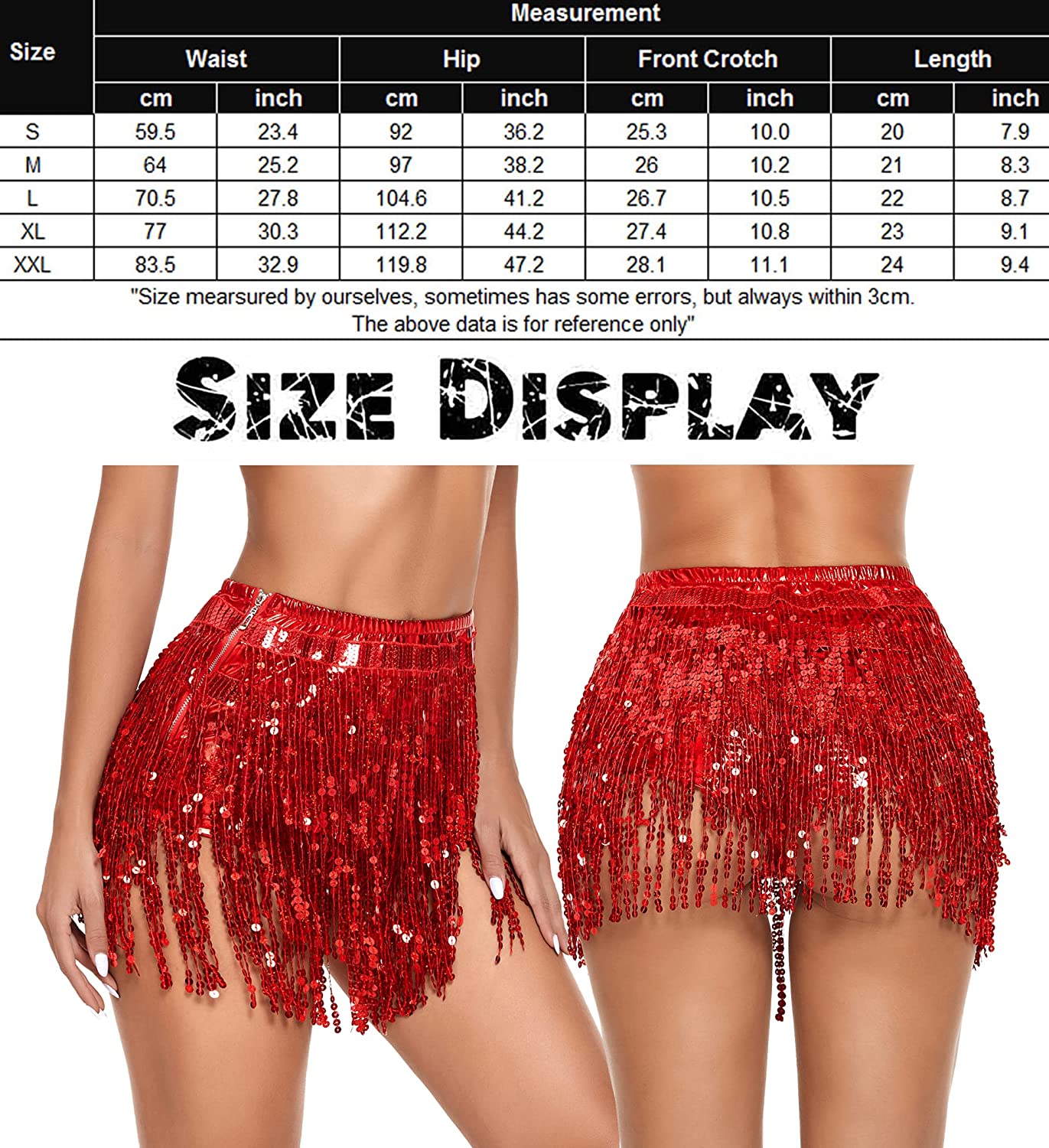 Avidlove Sequin Tassel Skirt Belly Dance Belt Dance Performance Skirt Party Rave Skirt for Women