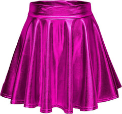 Avidlove Metallic Skirt for High Waisted Skirt Shiny Stretchy Mini A-Line Flared Skater Skirt S-XXL