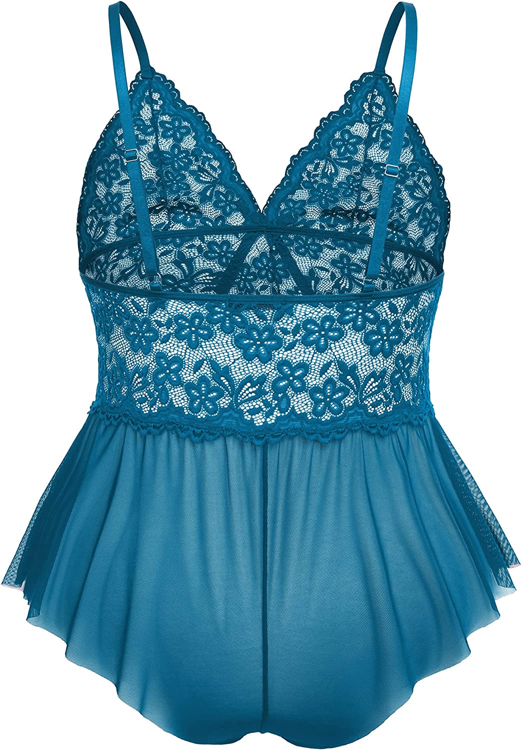 Avidlove Plus Size Lingerie for Lace Bodysuit One Piece Teddy Babydoll Mesh Chemise V Neck Sleepwear L-4XL