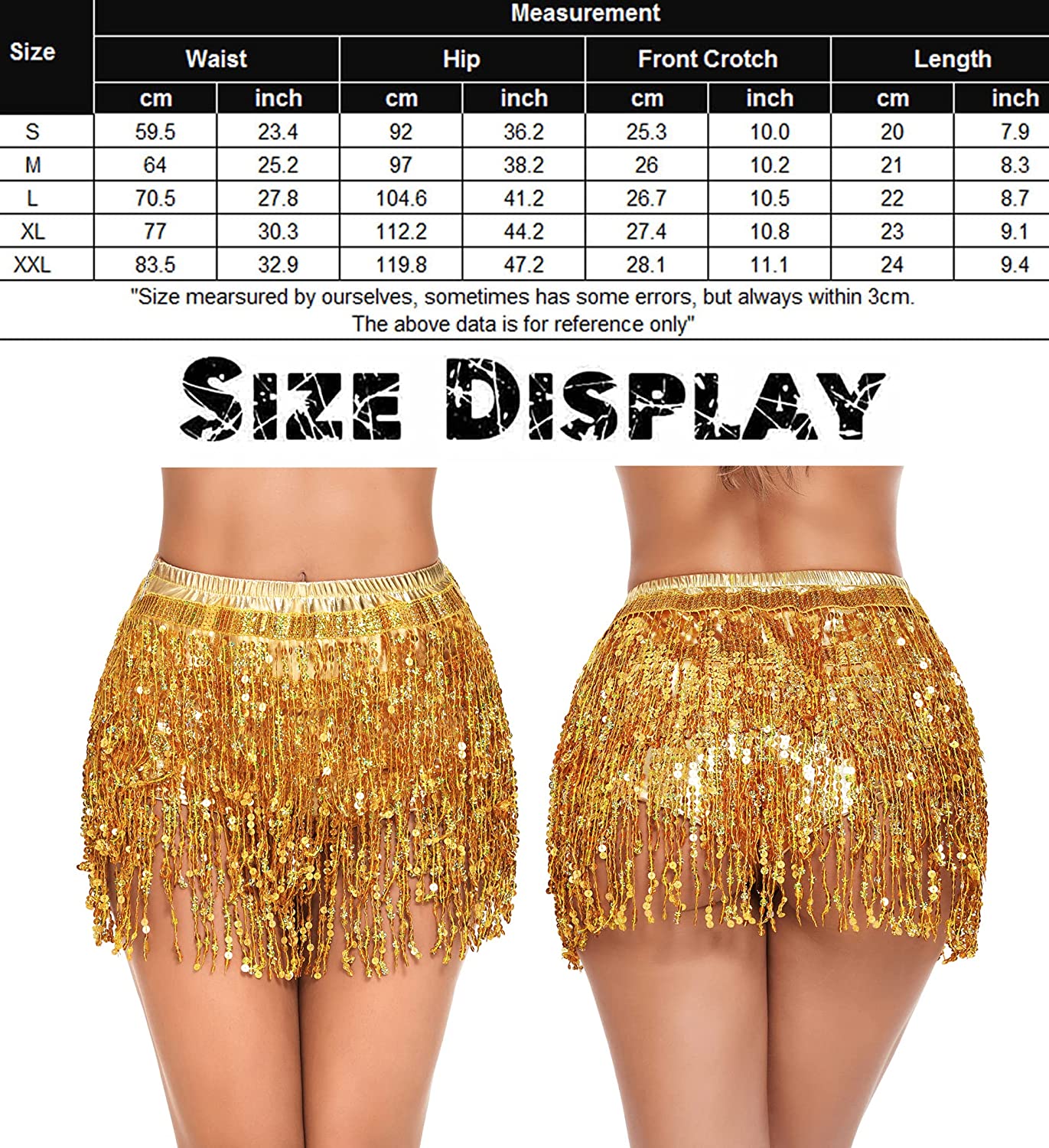 Avidlove Sequin Tassel Skirt Belly Dance Belt Dance Performance Skirt Party Rave Skirt for Women