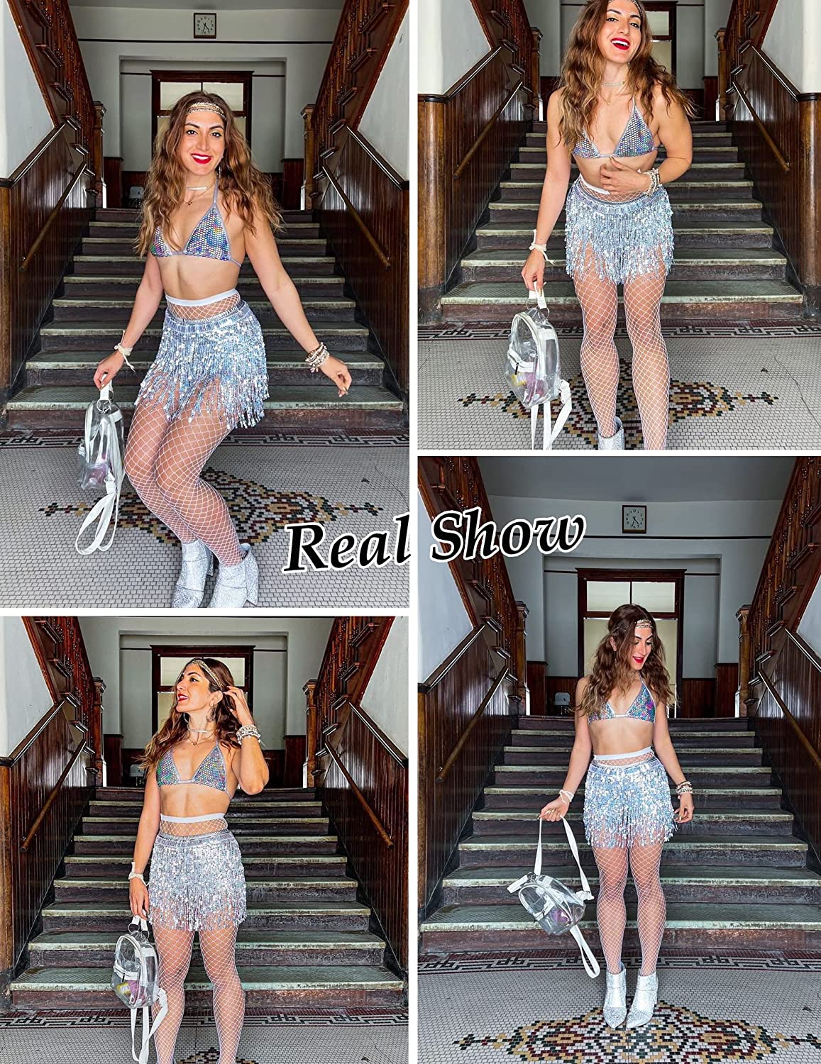 Avidlove Sequin Tassel Skirt Belly Dance Belt Dance Performance Skirt Party Rave Skirt for Women