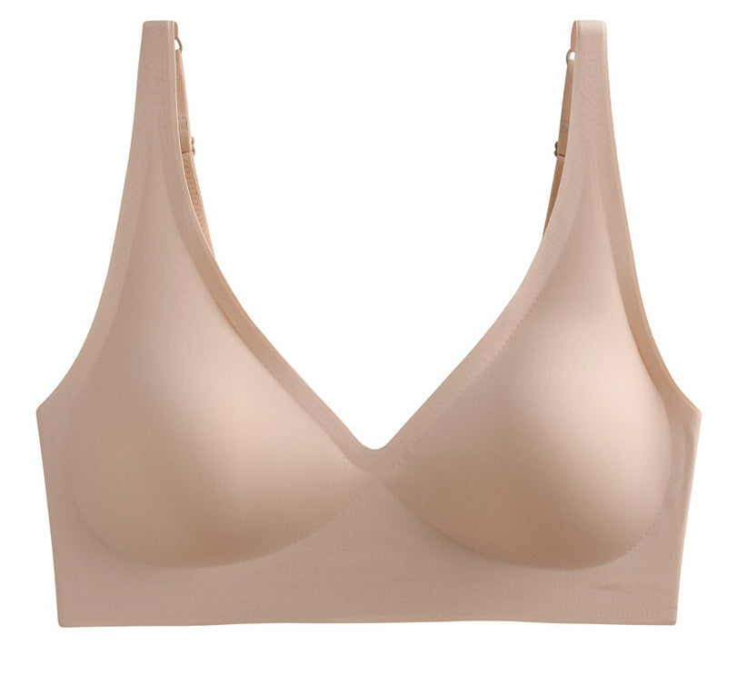 Haullps Wirefree Seamless Bra for Women Invisible Deep V Plunge Bra with Removeable Padding