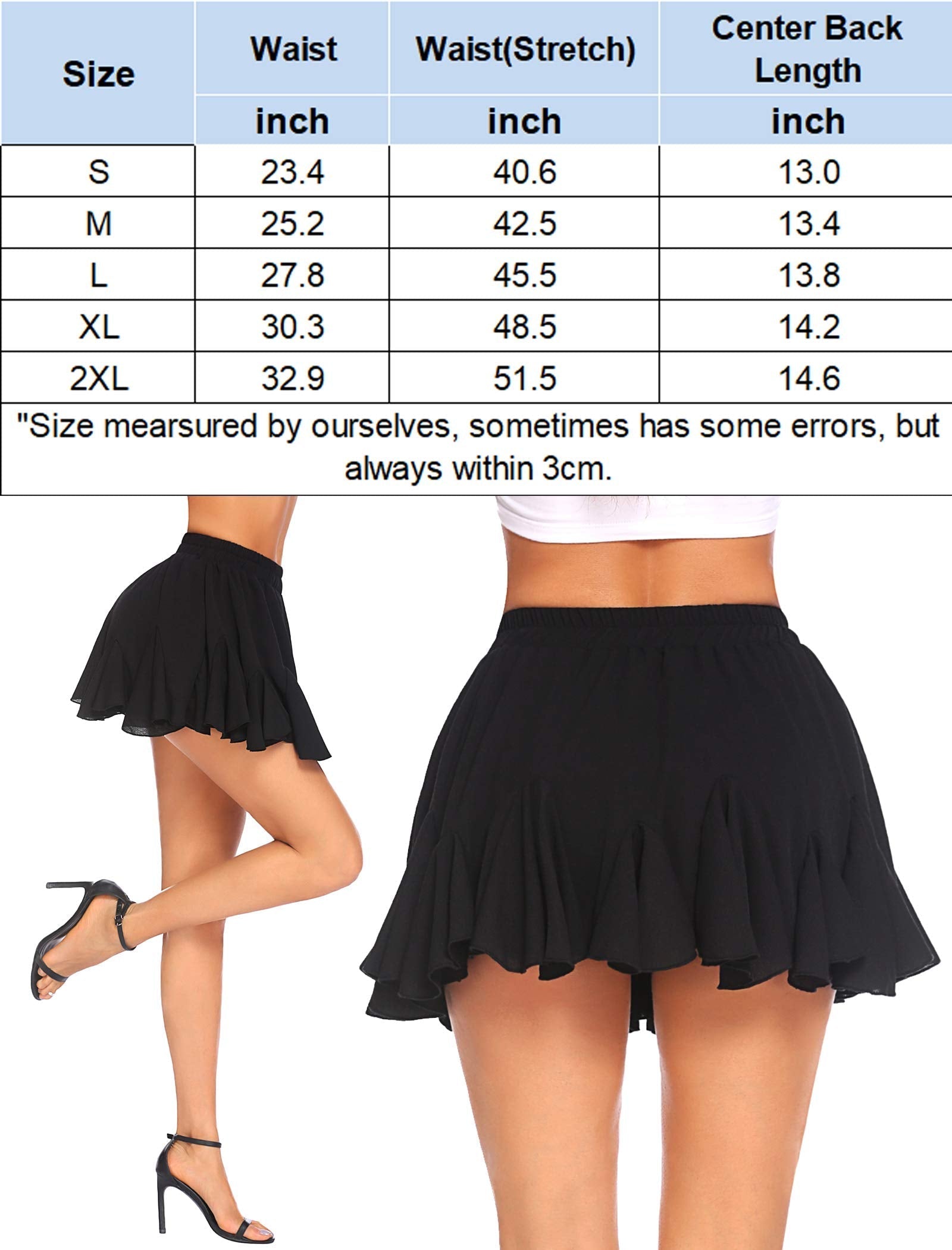 Avidlove Pleated Skater Skirt Basic Casual High Waisted Ruffles Flared Mini Lingerie Skirts