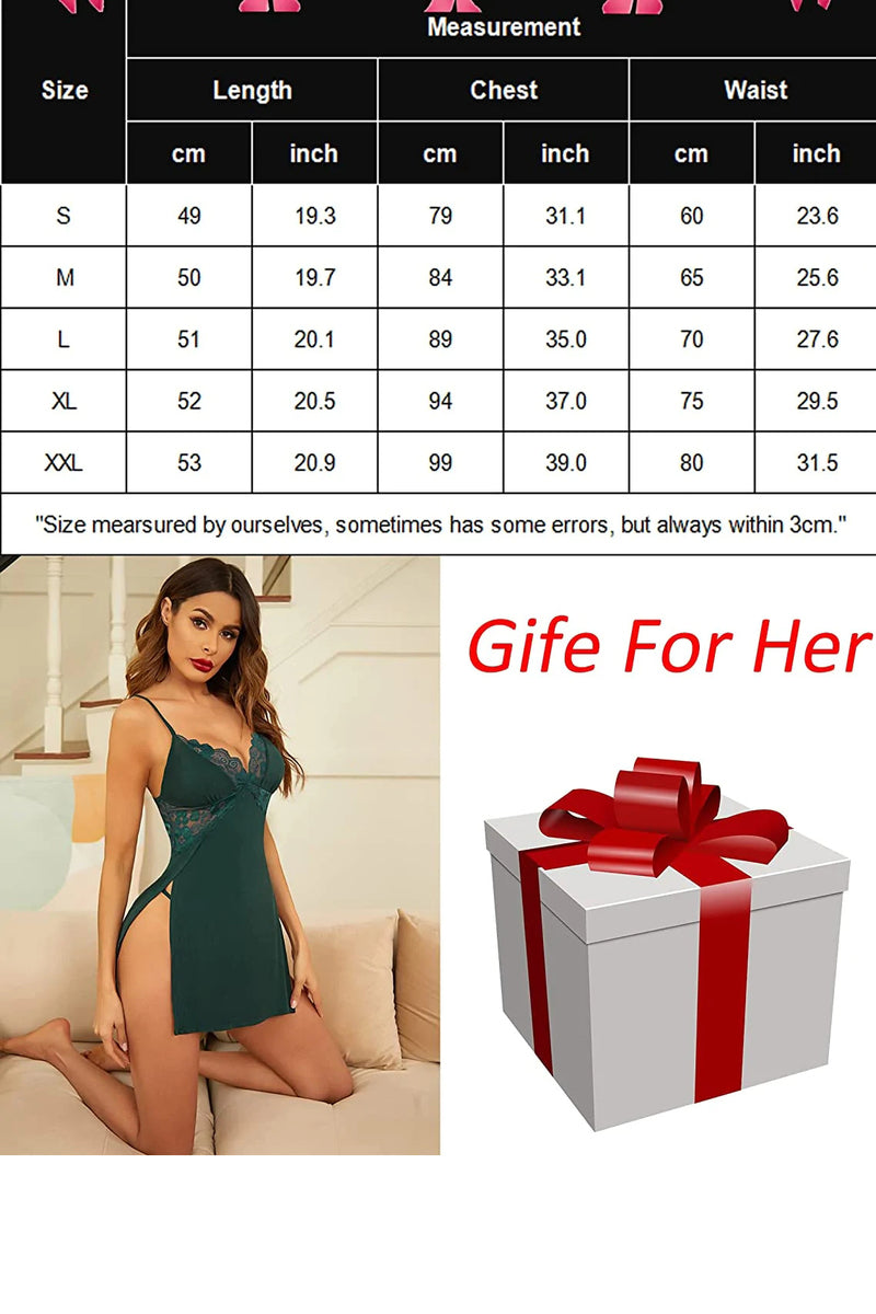 Avidlove Lingerie Lace Chemise Side Slit Sleepwear