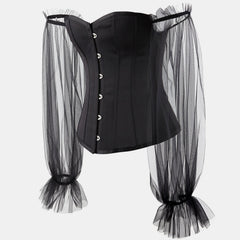 Mesh Sleeve Corset Top - Ivanka