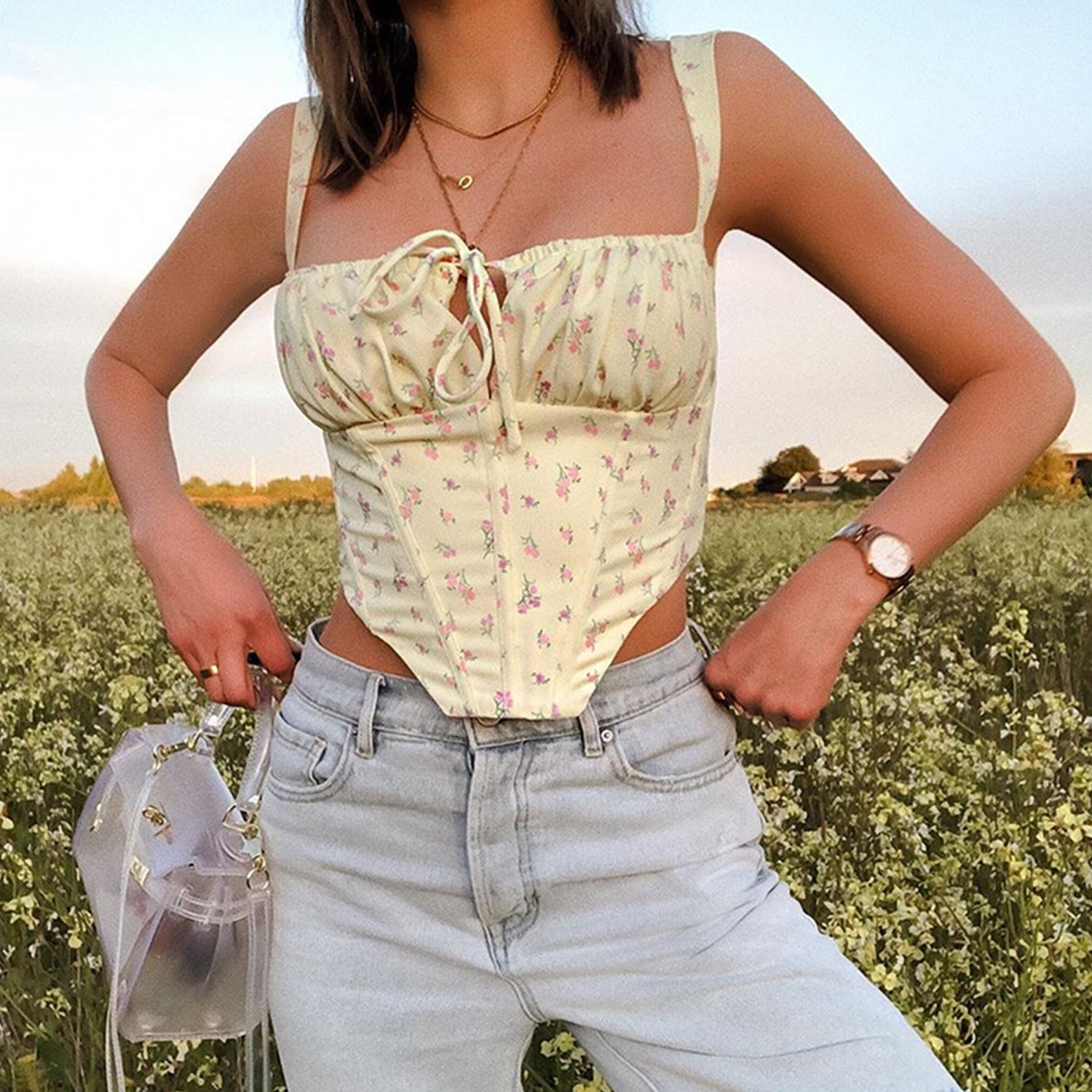 Lemon Floral Corset
