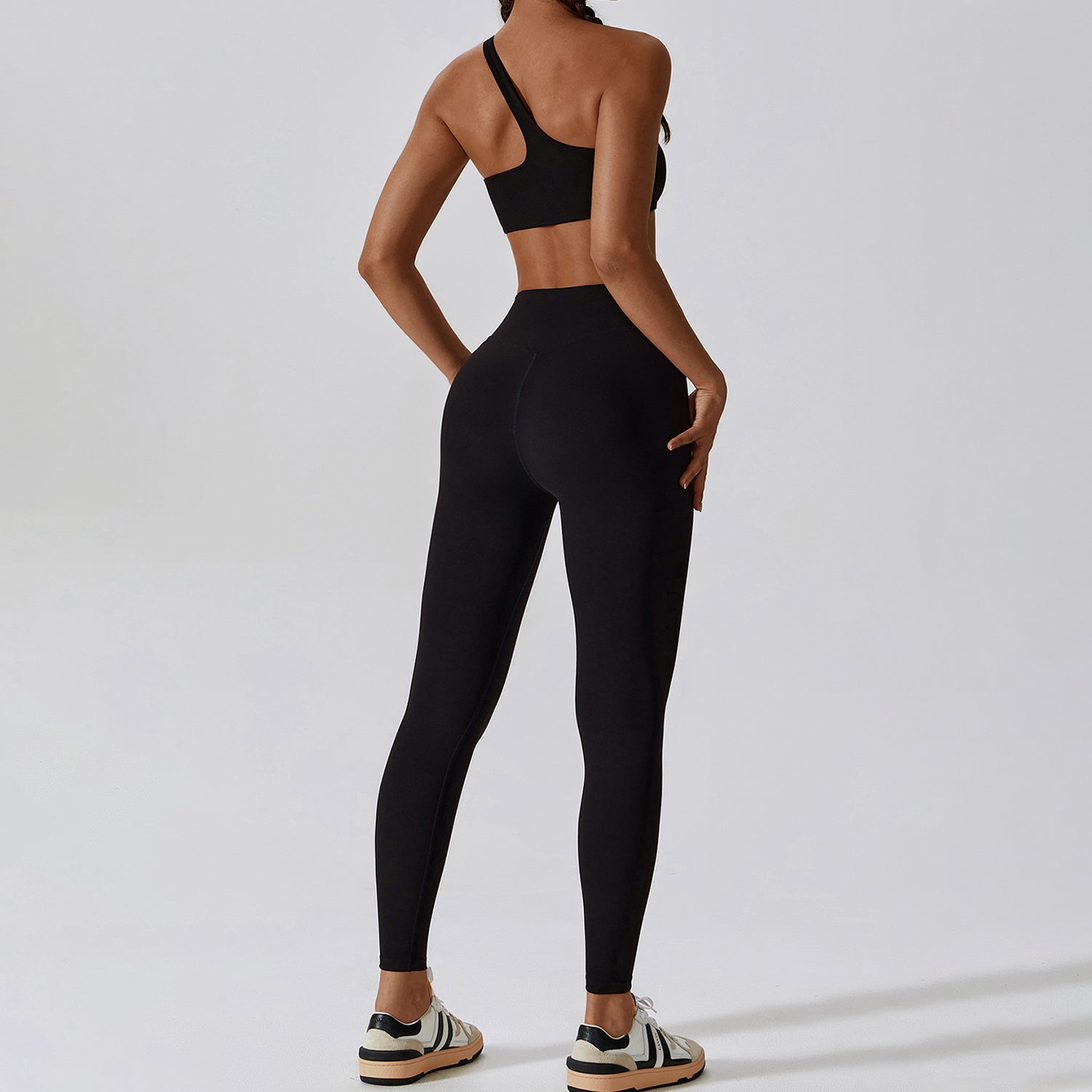 Irregular One Shoulder Workout Bra & Leggings Set