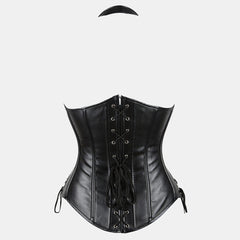 Leather Underbust Corset with Halter Strap