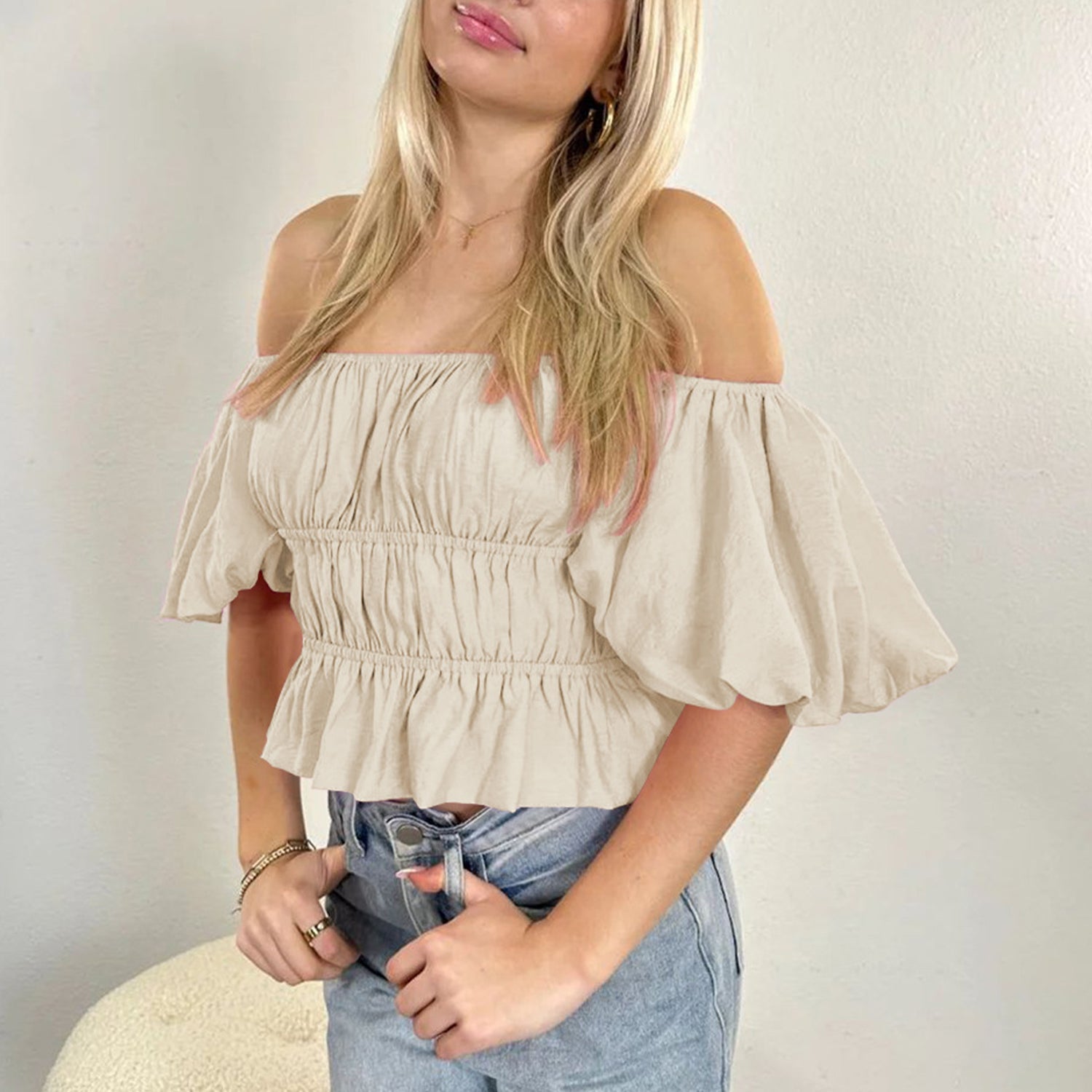 Off Shoulder Short Sleeve Top