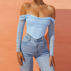 Off The Shoulder Mesh Corset