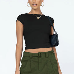 Ribbed Open Back Crop Top