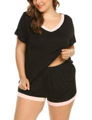 Soft V-Neck Short Sleeve Pajama Set