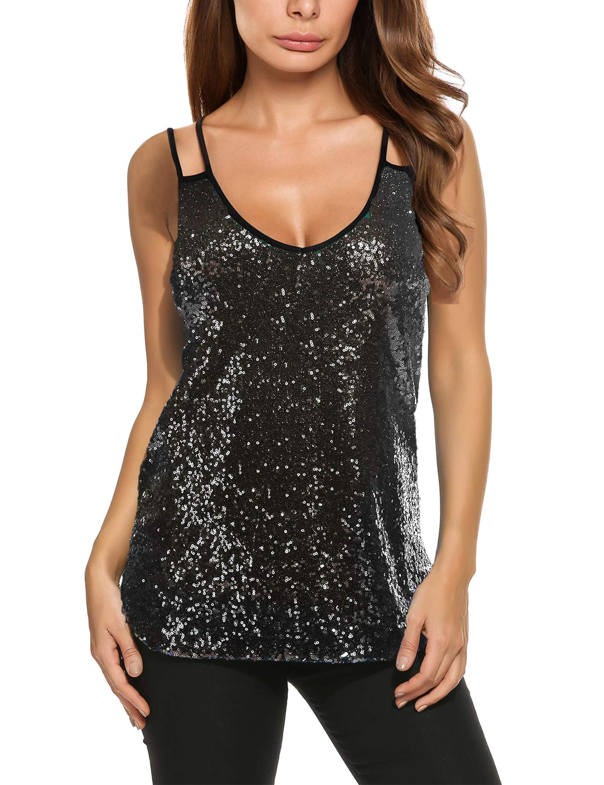 Sparkle Shimmer Sleeveless Sequin Tank Top