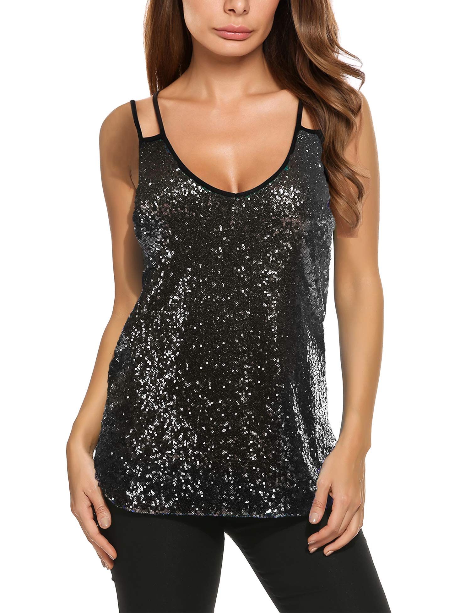 Sparkle Shimmer Sleeveless Sequin Tank Top