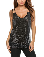 Sparkle Shimmer Sleeveless Sequin Tank Top