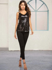 Sparkle Shimmer Sleeveless Sequin Tank Top