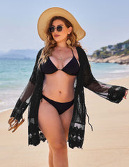Swiss Dot Chiffon Lace Open Front Sheer Swimsuit