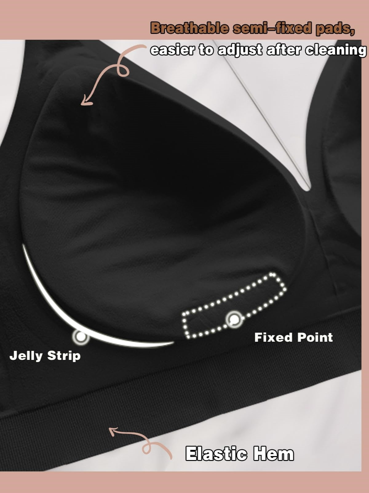 Basic French Push-up Wireless Bra Black