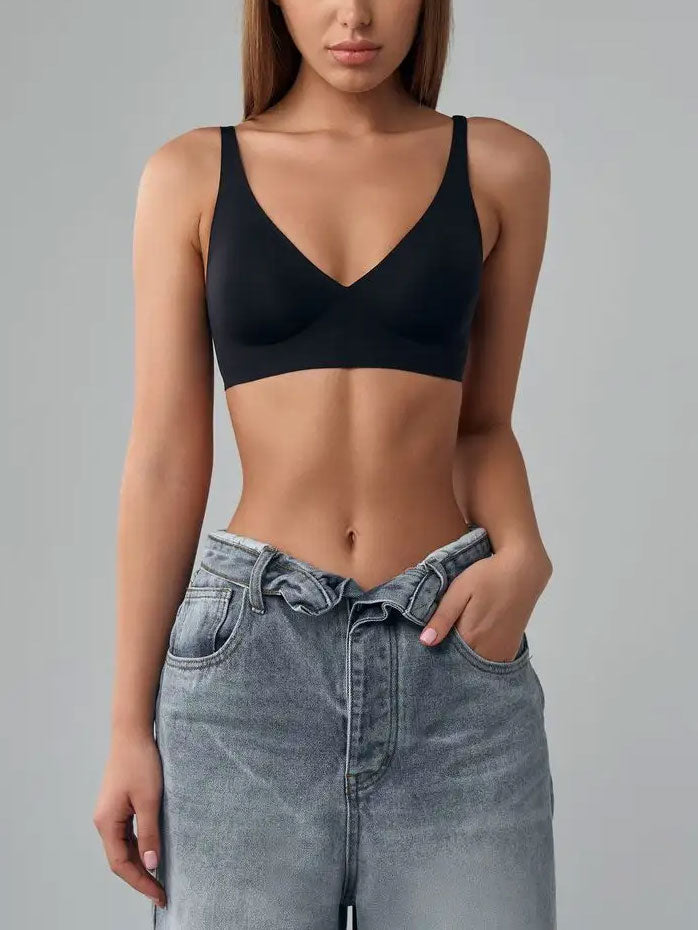 Basic French Push-up Wireless Bra Black
