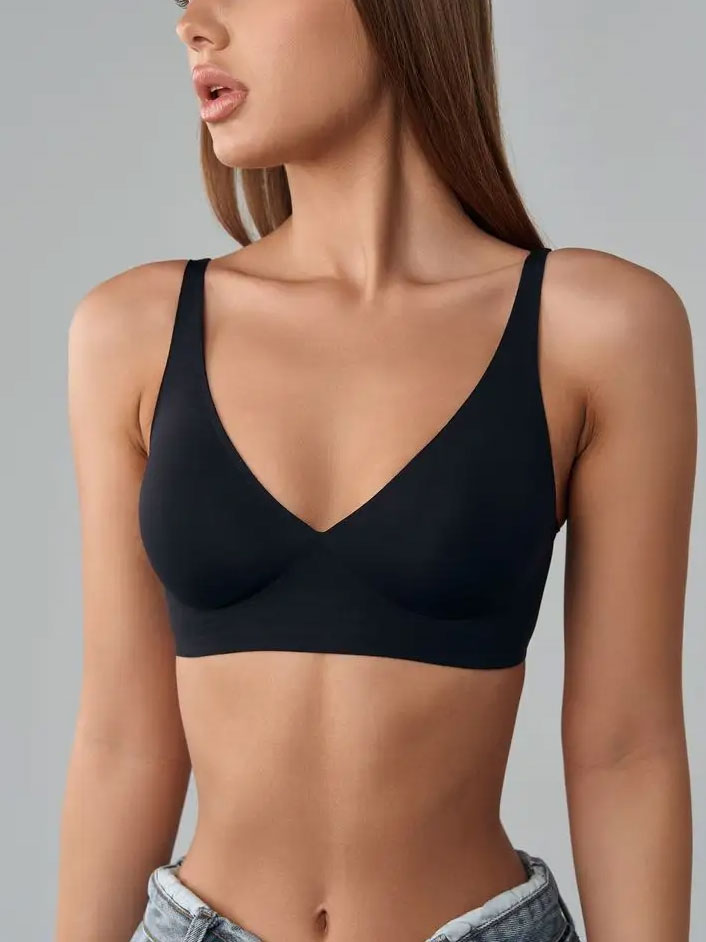 Basic French Push-up Wireless Bra Black
