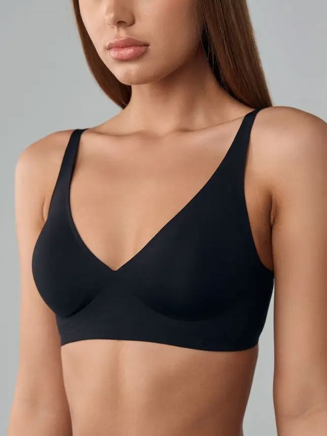 Basic French Push-up Wireless Bra Black