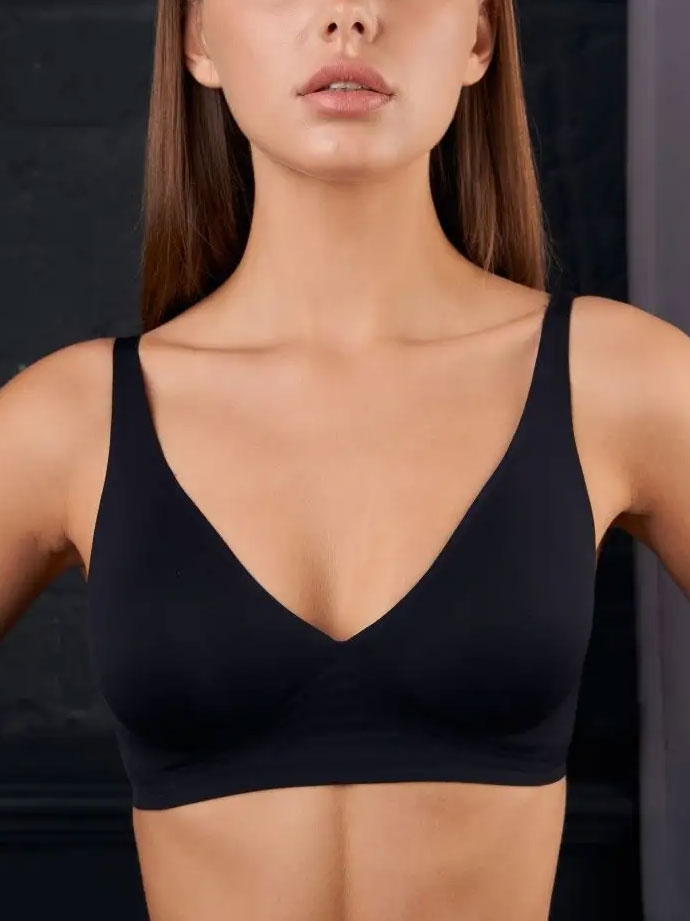 Basic French Push-up Wireless Bra Black