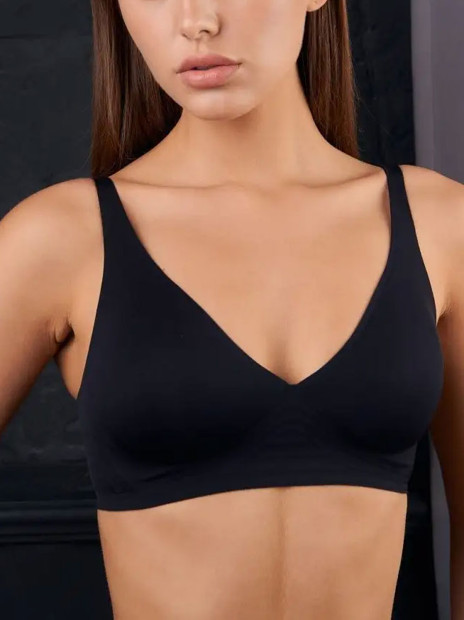 Basic French Push-up Wireless Bra Black