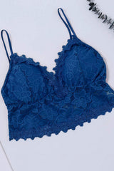 Blue Deep V Lace Push Up Bralette