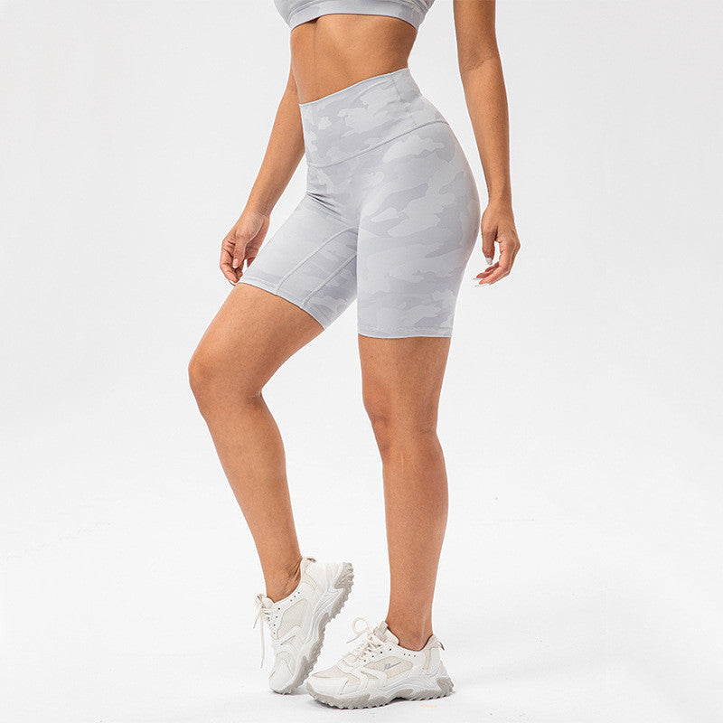 Camo Patchwork Women's Hip Lifting Fitness Shorts