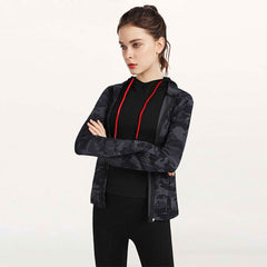 Camo Print Thumb Hole Women's Sports & Fitness Jacket