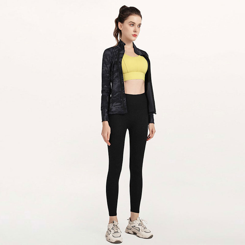 Camo Print Thumb Hole Women's Sports & Fitness Jacket