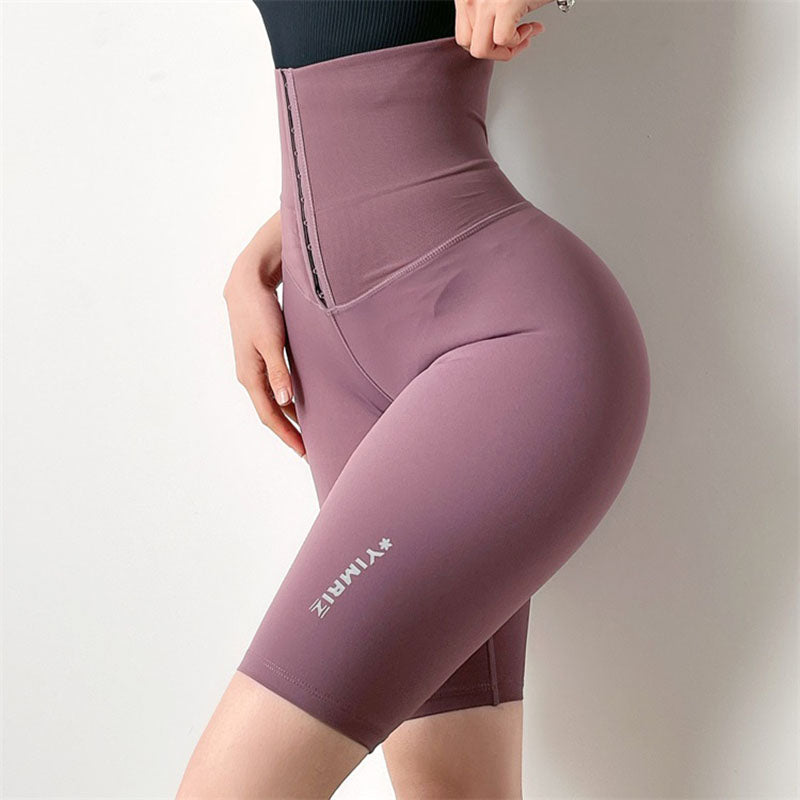 High Waist Abdomen Adjustable Women's Yoga Shorts