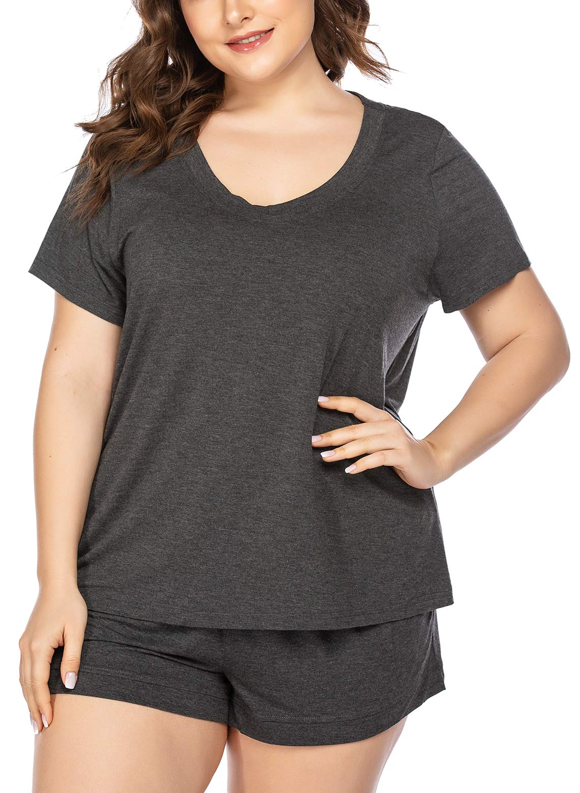 Soft V-Neck Short Sleeve Pajama Set