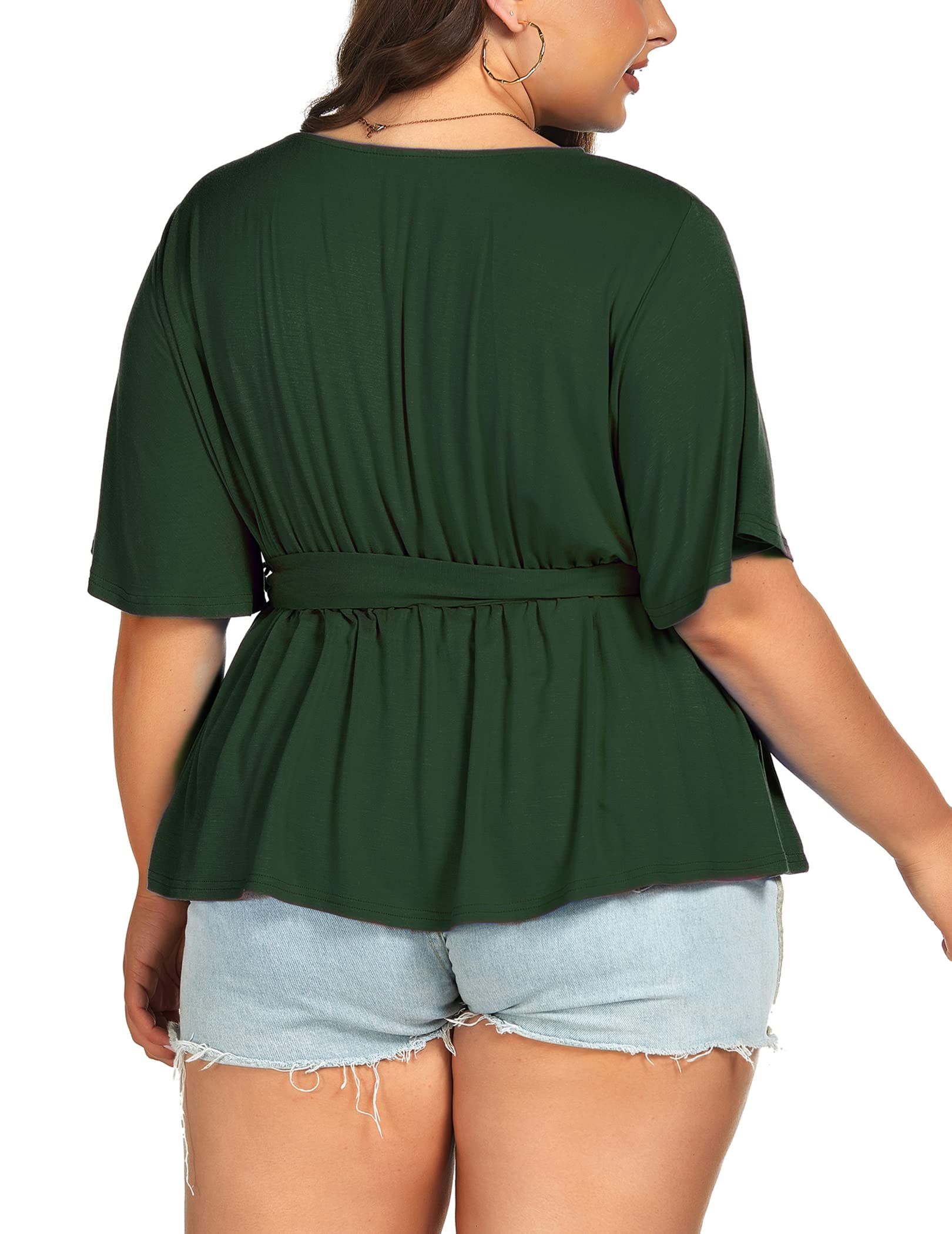 V-Neck Casual Tunics Ruffle T-Shirts