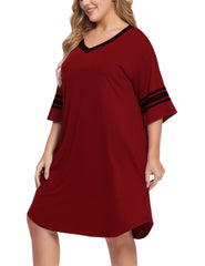 V-neck Sleepshirts Pajama Dress