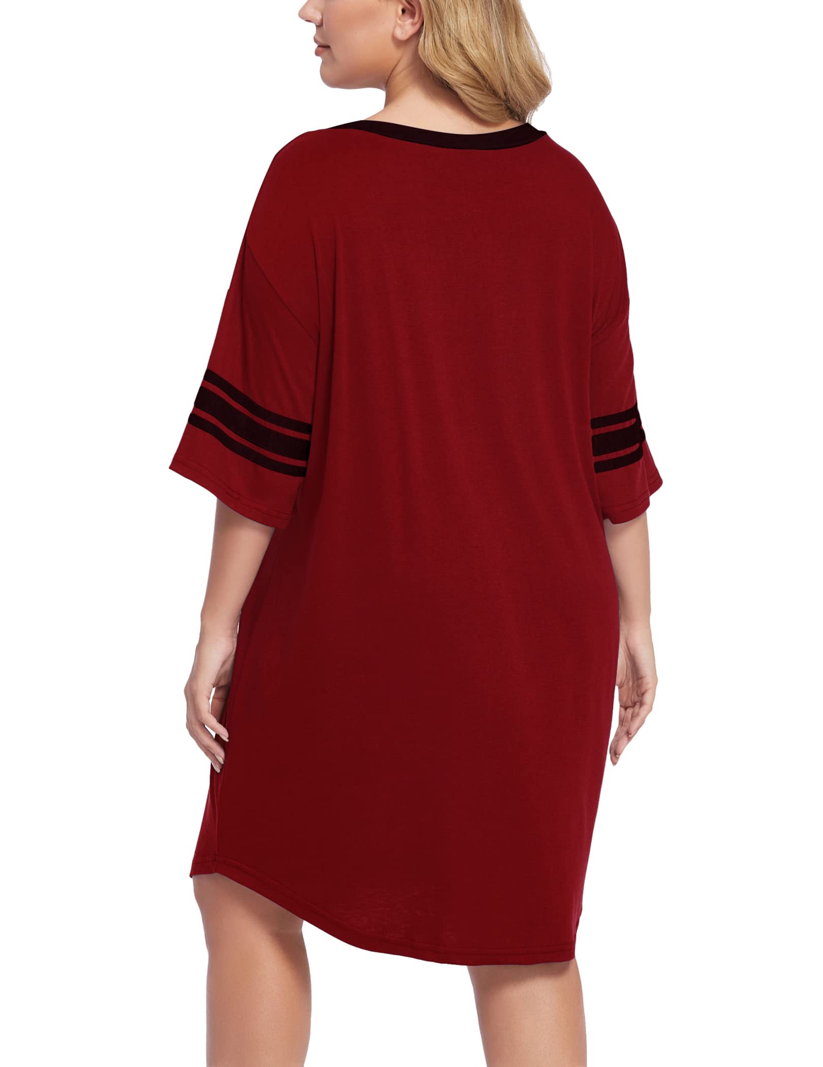 V-neck Sleepshirts Pajama Dress