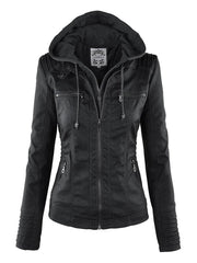 Women's Hooded Leather Jacket