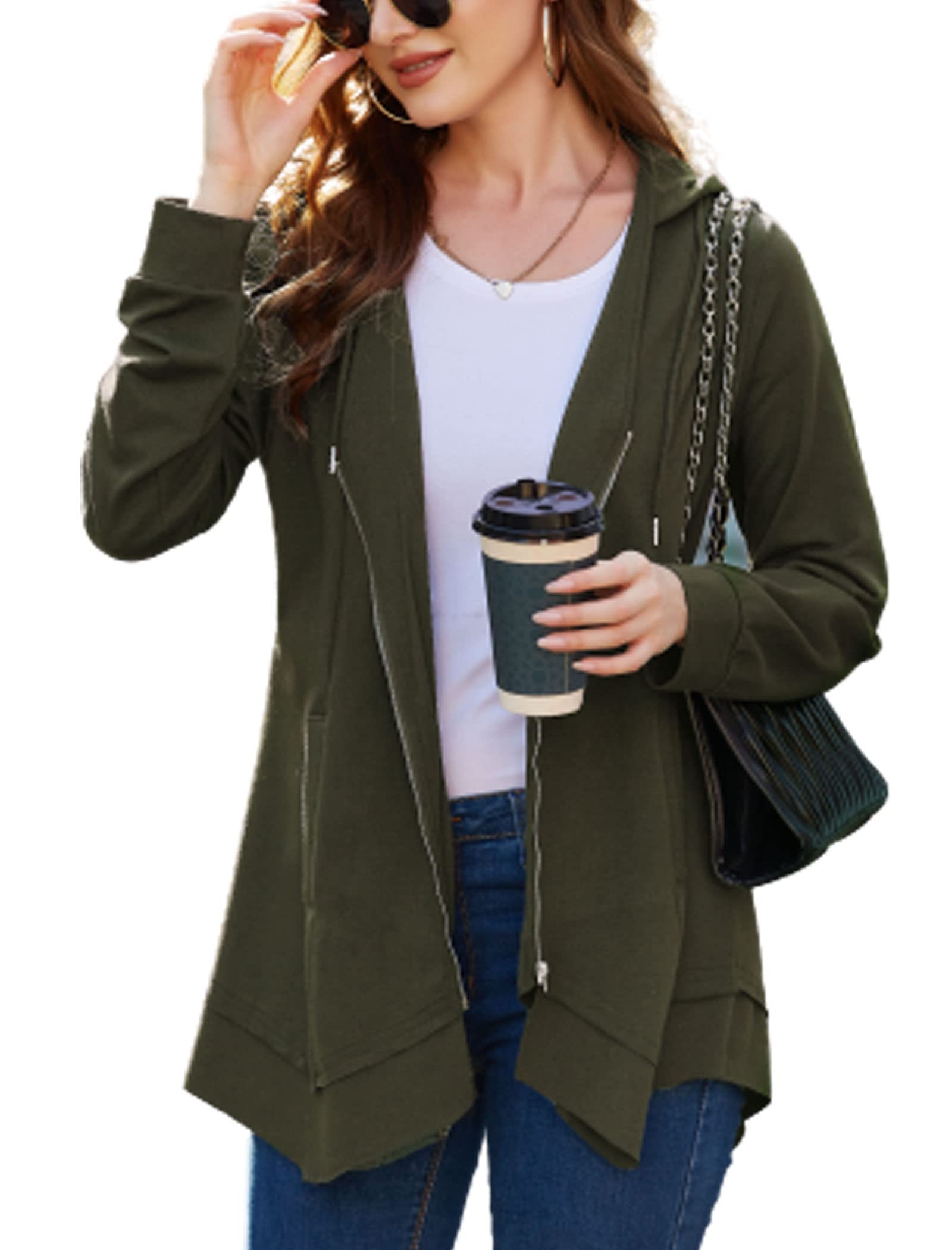 Zip Up Hoodie Long Sleeve Hooded Sweatshirts