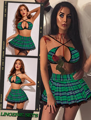 Avidlove Lingerie Set for with Underwire Two Piece Lingerie Sets Outfit Lingerie Set with Lace Mini Pleated Skirt