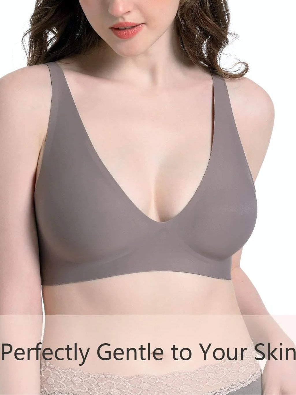 Basic French Push-up Wireless Bra RosyBrown