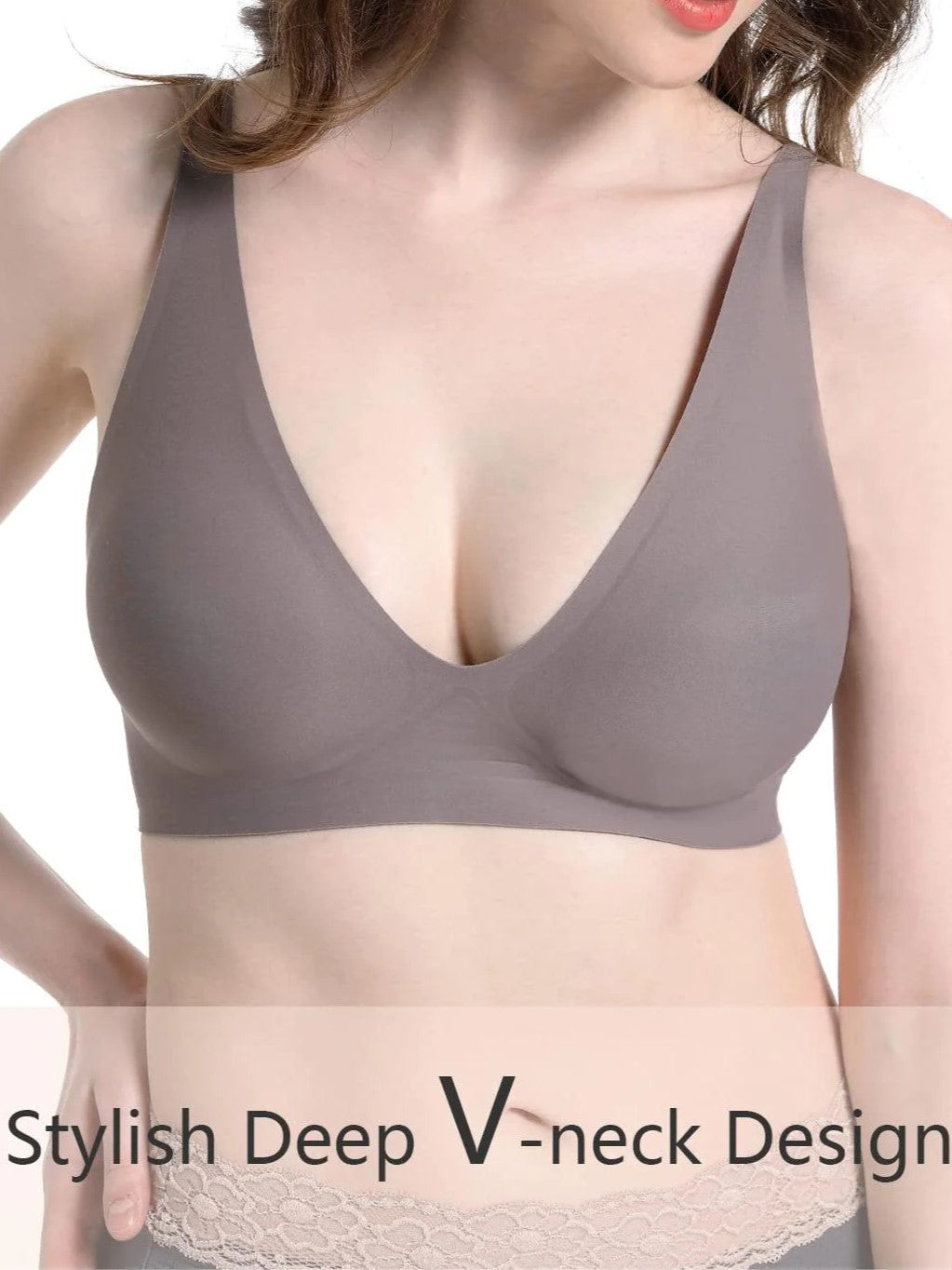 Basic French Push-up Wireless Bra RosyBrown