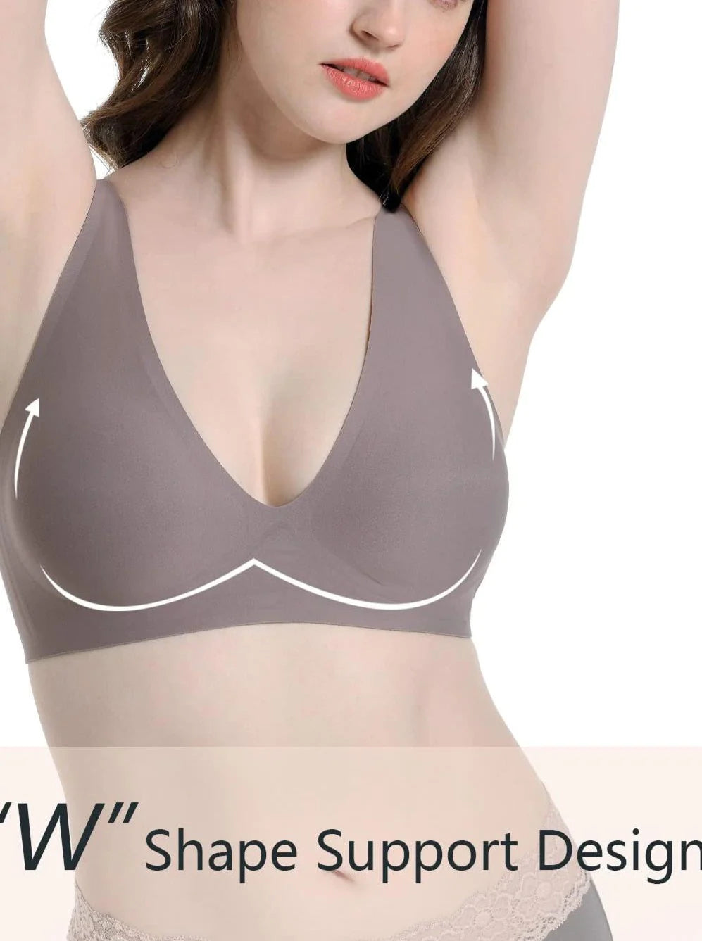 Basic French Push-up Wireless Bra RosyBrown