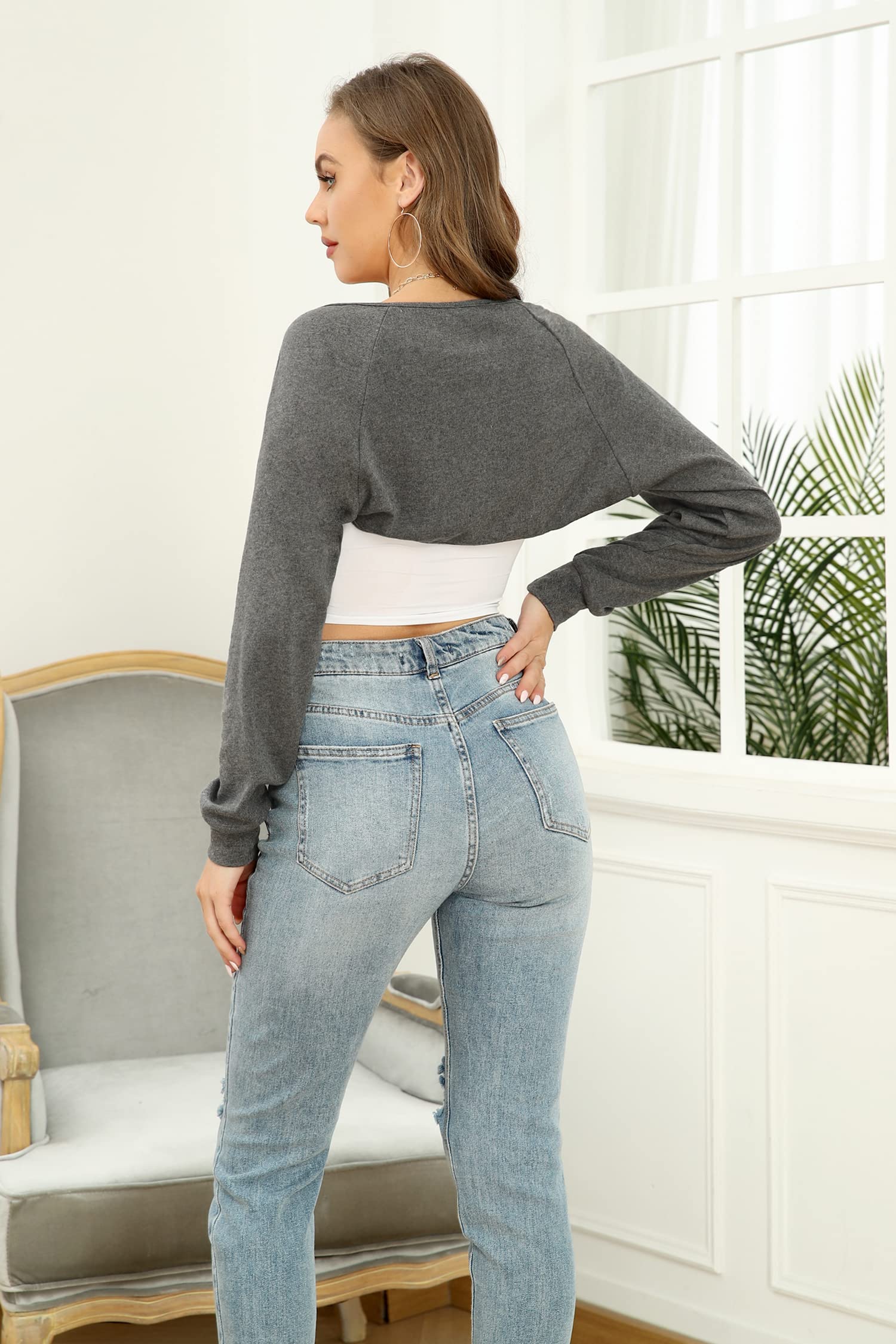Bolero Tie Shrug Open Front Cardigan Jacket
