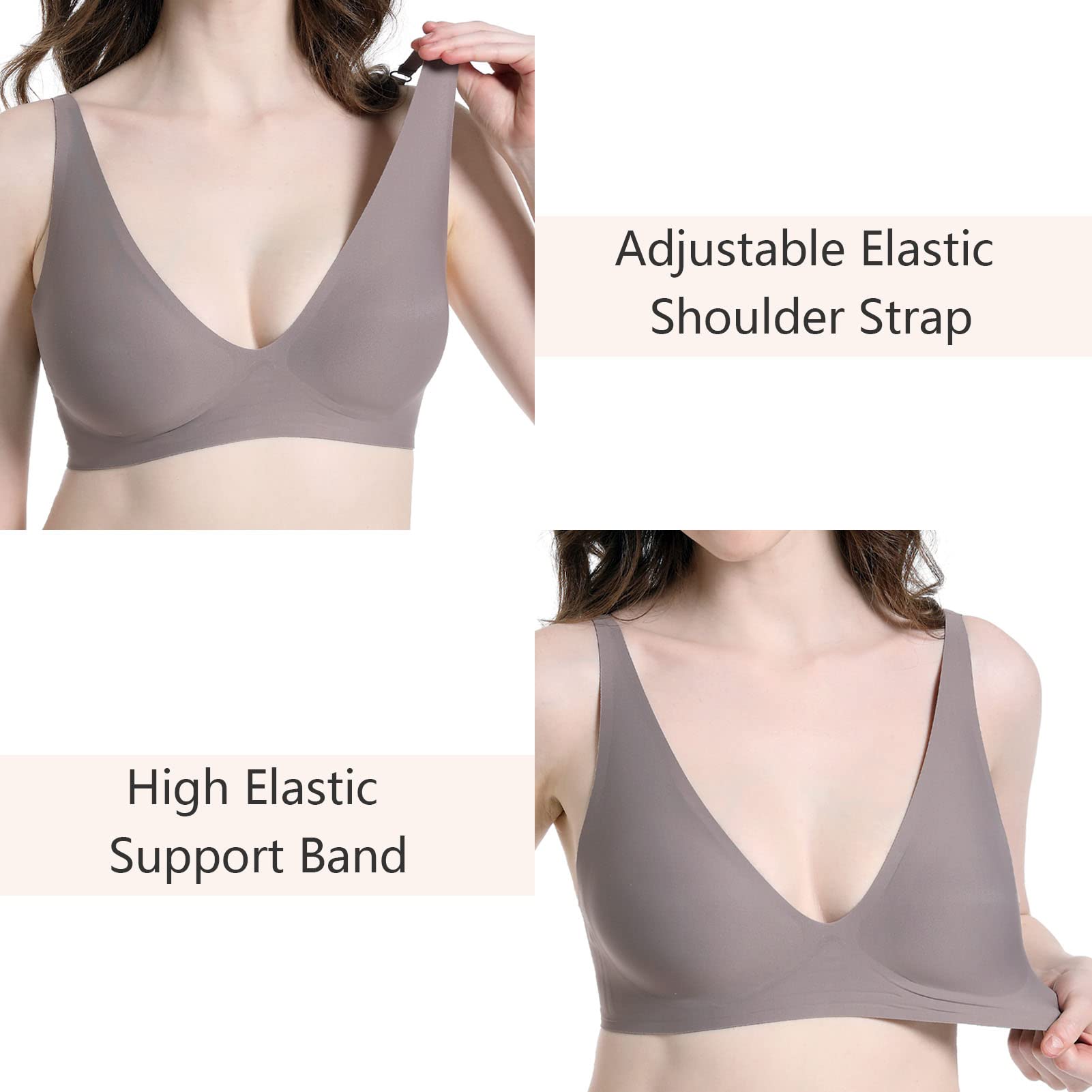 Basic French Push-up Wireless Bra RosyBrown