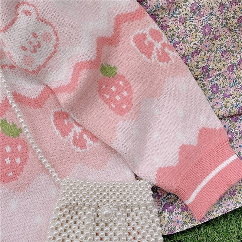 Kawaii Japanese Strawberry Bear Sweater