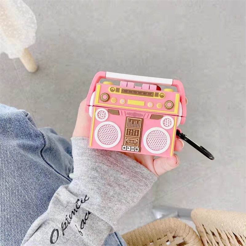 Pink Retro Radio Case For Airpods