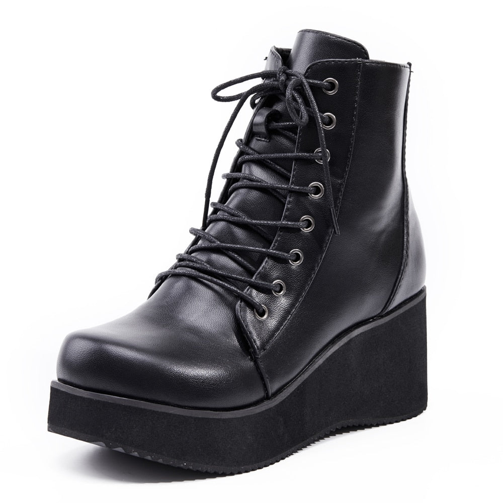 Holographic Leather Gothic Boots