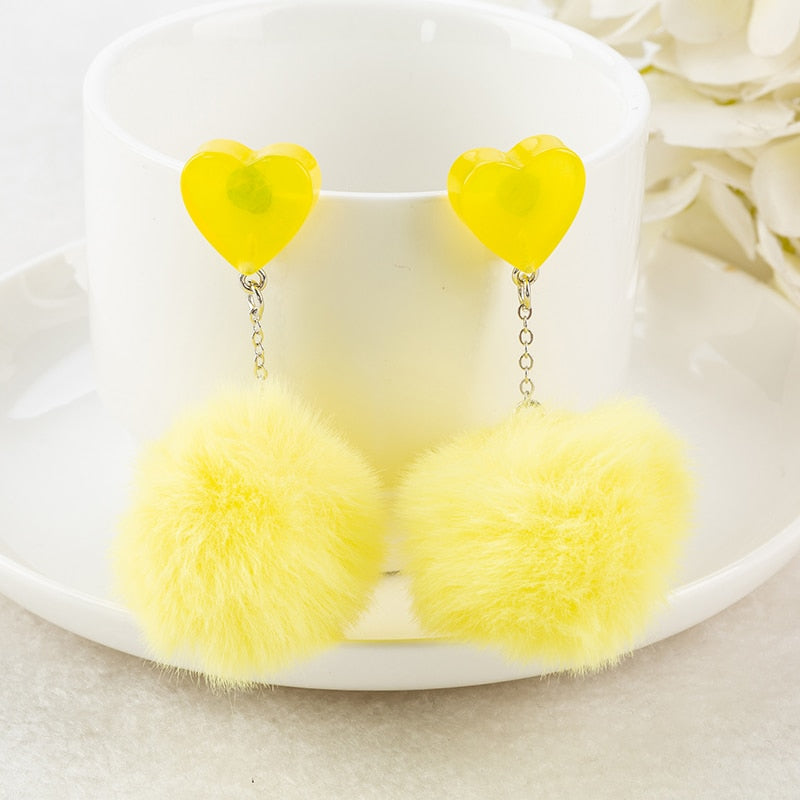 Cute Fur Heart Earrings
